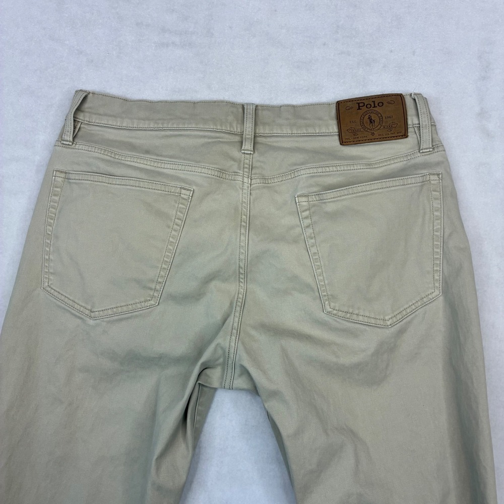 Polo Ralph Lauren Varick Slim Straight Men 32x31 Tan Khaki Chino Pants Trousers - Picture 6 of 11